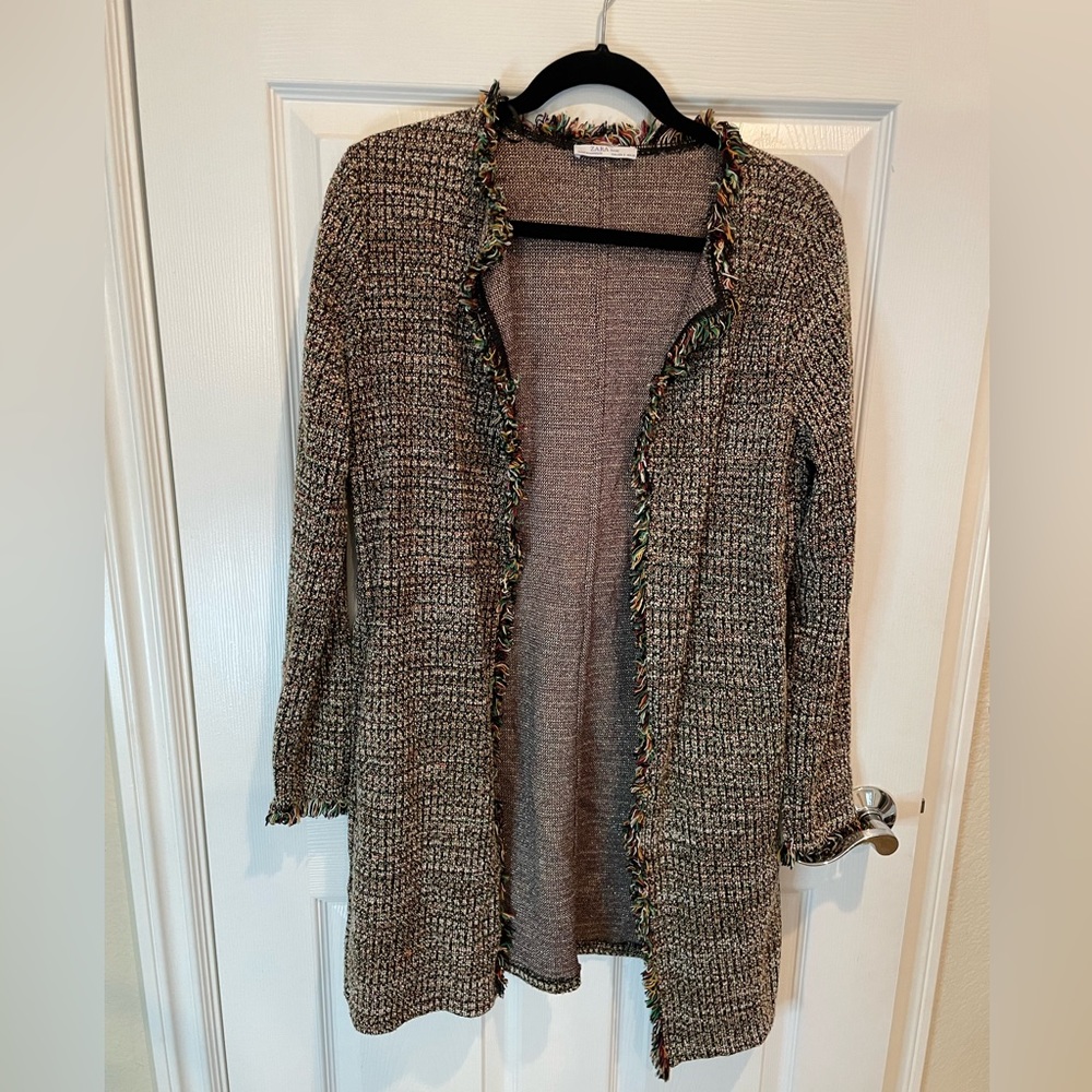 Zara long-line open-front sweater